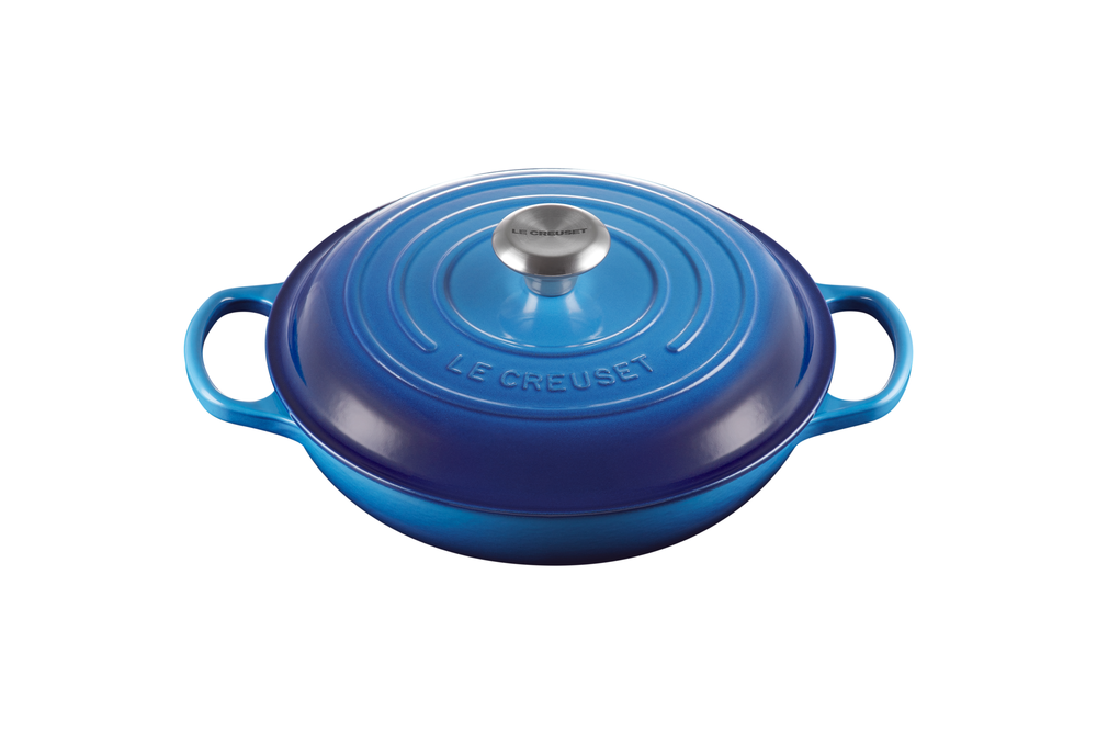 Le Creuset Signature Shallow Casserole, 26cm, Azure Stevens