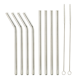 Momento Stainless Steel Straws With Brush, 10 Piece