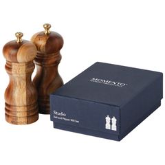 Momento Studio Acacia Salt & Pepper Mill Set, 12.5cm