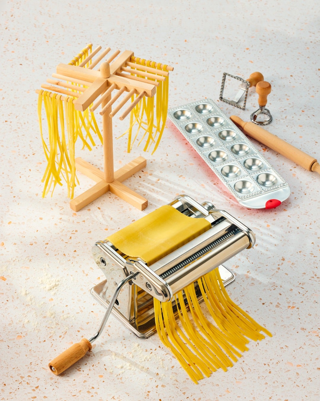 Bring the art of pasta-making home. ?

The Ultimate Pasta Kit from Stevens includes everything you need to craft fresh, restaurant-quality pasta with ease.